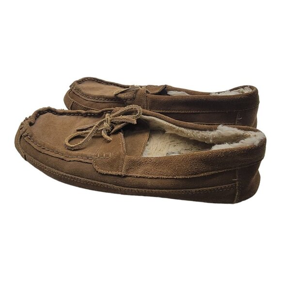 Eddie Bauer Shoes Mens Size 13 Edison Faux Fur Lined Moccasin Suede Slippers - Picture 5 of 11